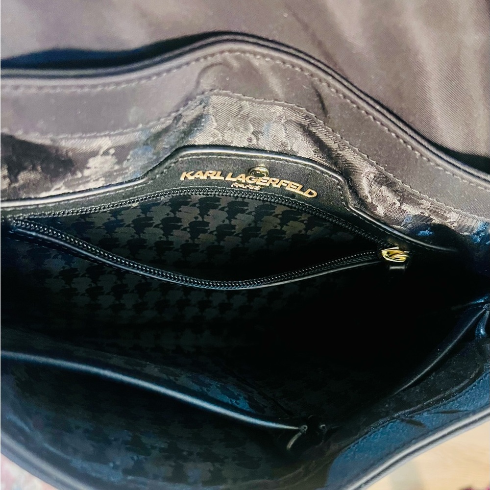 Karl Lagerfeld Black Cara Messenger Bag w/ Gold Details - Picture 5 of 7